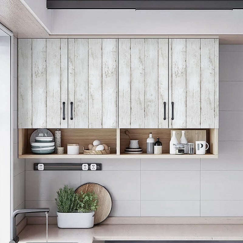 Decoroom Shiplap Contact Paper 17.71" X 236" - Wood Peel and Stick Wallpaper White Wood Plank Self-Adhesive Removable Vinyl Wrap Wall Paper for Countertops Furniture Wall Covering Home Decoration - Image 5